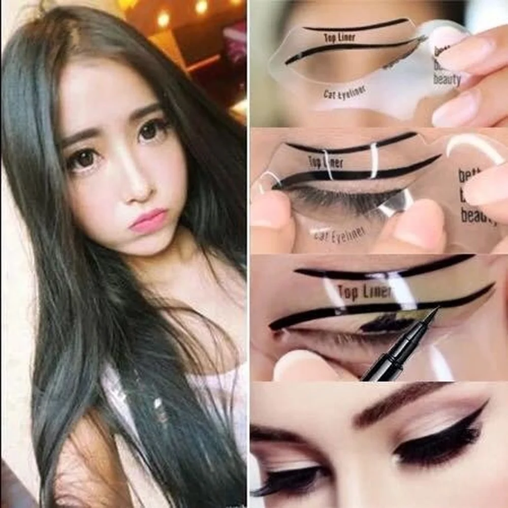 

Eye Makeup Stencils Winged Eyeliner Stencil Template Shaping Tools Eyebrows Eye Shadow Makeup Template Tool Stickers Card