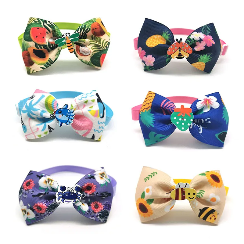 

50/100pcs New Pet Dog Accessories Doggy Bow Tie Summer Fruit Pattern Pet Collar Pet Small Dog Puppy Necktie Grooming Accessories