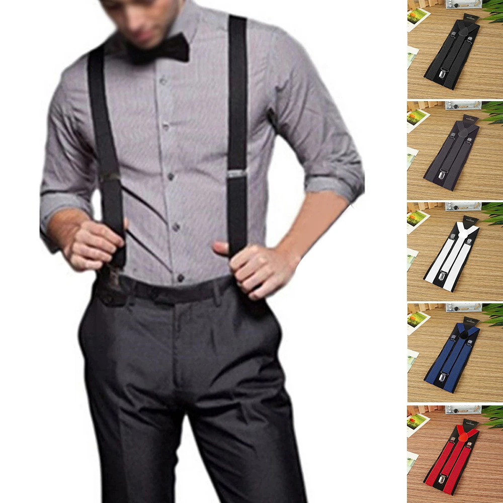 Hot Sale Mens Womens Unisex Clip-ons Suspenders Elastic Y-Shape Adjustable Braces Colorful Female Male Fashion Accessory Apparel