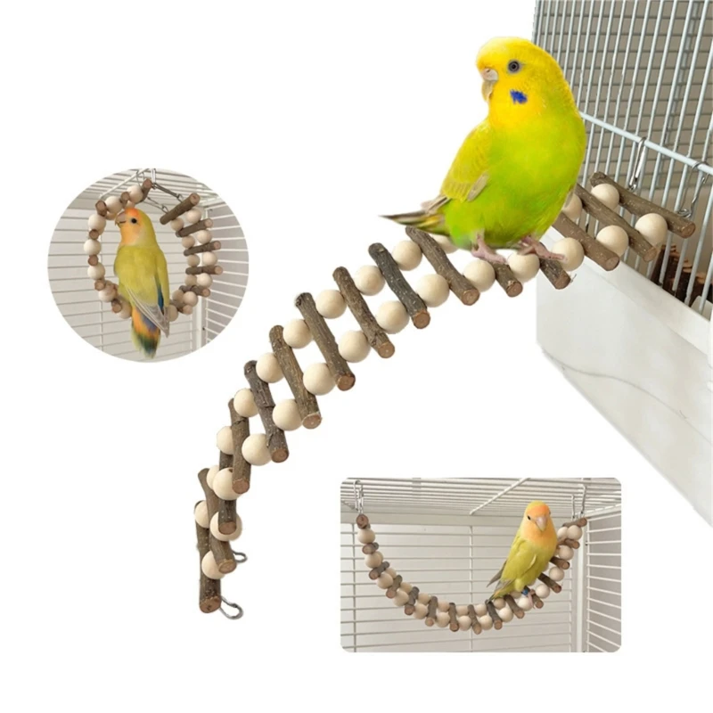 

Parrot Wood Perch Bird Training Paw Grinding Ladder Toy Pet Cockatiel Swing Toy