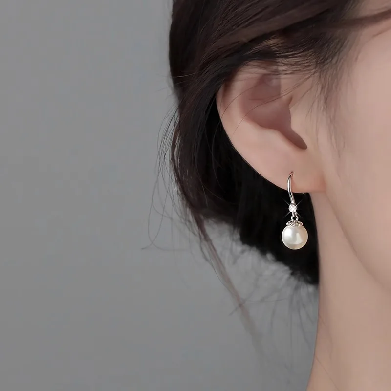 Серьги с жемчугом из серебра 999 пробы новинка 2024 популярные серьги женские легкие