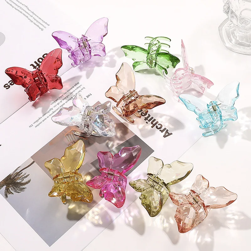 

Summer New Transparent Butterfly Hair Claws Hairpin Cute Clear Grabs Acrylic Hair Clip for Women Sweet Accessories