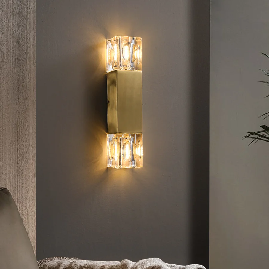 

Modern Gold Crystal Wall Lamp Copper Indoor LED Decor Aisle Light Corridor Wall Light Stair Lamp For Living Room Bedroom Porch