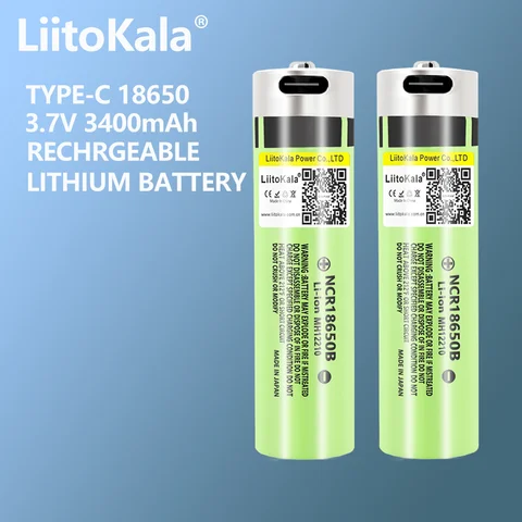 2 шт. LiitoKala USB-34B 18650 перезаряжаемая батарея