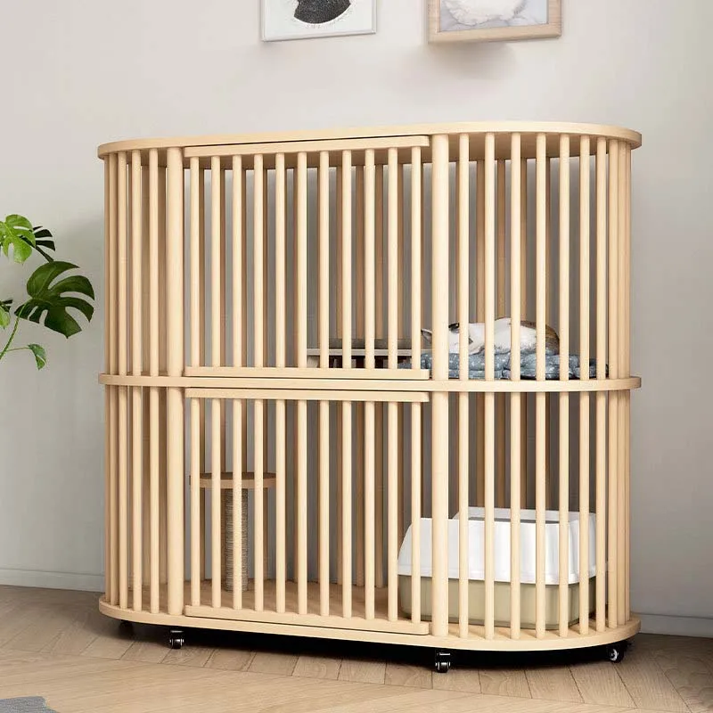 

Роскошный шкаф для кошек, очень Большая вместительная клетка для кошек из массива дерева, вилла для кошек, роскошный двухслойный дом для кош...