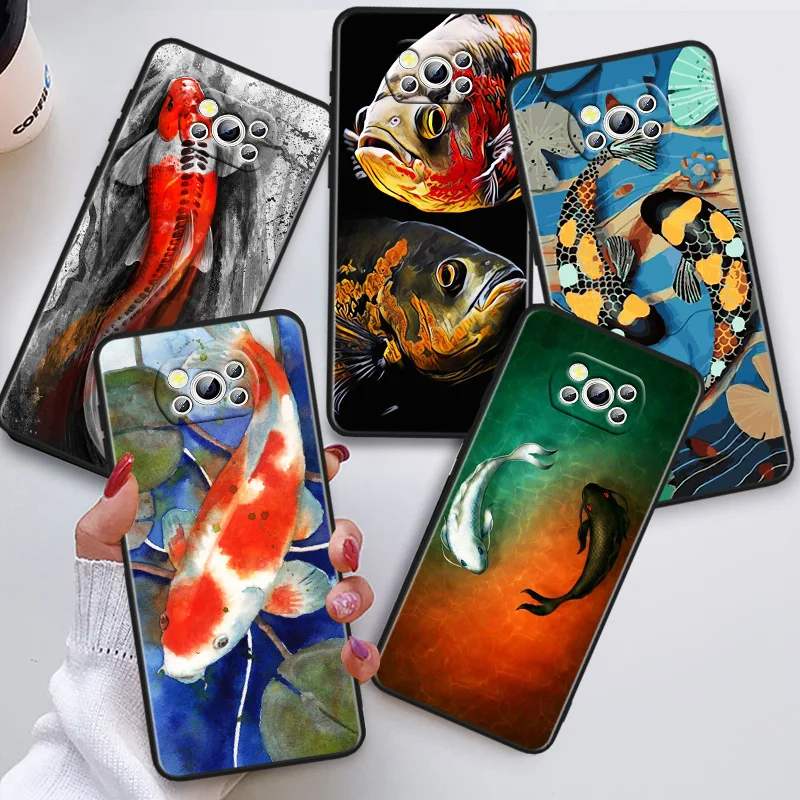 

Fish Painting Art Phon Case For Xiaomi POCO C50 C40 C31 C3 M5S X4 M4 M3 F4 F3 GT F2 F1 X3 NFC X2 Pro Black Cover