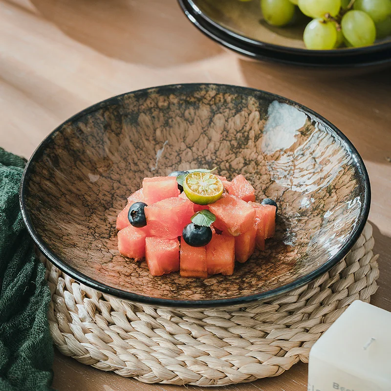 

Керамическая тарелка в японском стиле креативное блюдо Ретро домашняя круглая тарелка для стейка тарелка для макаронных изделий тарелка д...