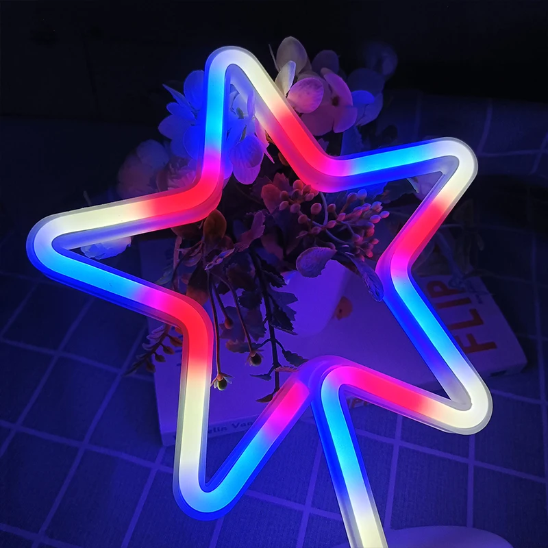 Светодиодные неоновые лампы с подставкой ночник на батарейках декоративная