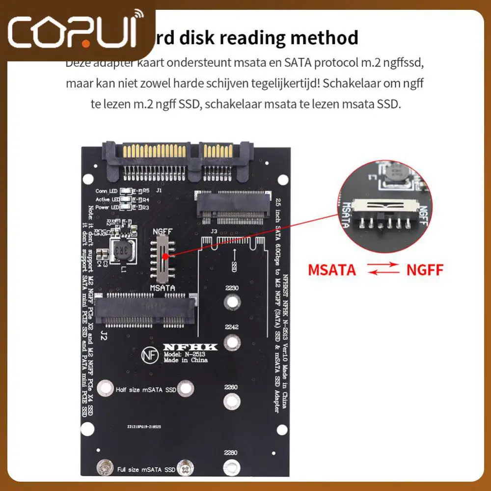 

2.5-inch Sata Sata M.2 Ngff Msata Ssd To Sata3.0 2.5 Adapter 6gbps M.2 Msata Ssd Riser Board Ssd Converter Card 106.8cm 2 In 1