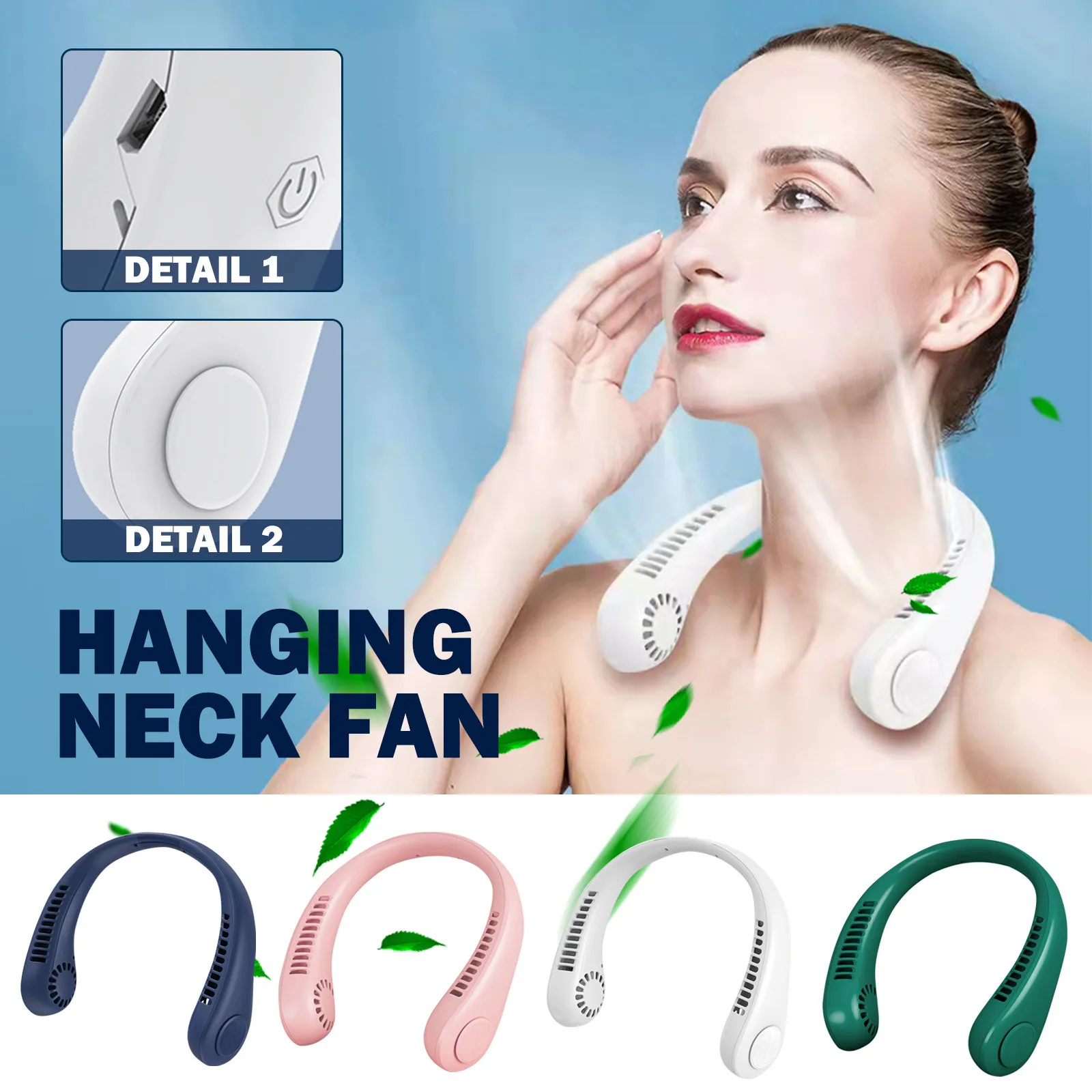 

Outdoor Hanging Small Neck Fan Usb Charging Cooling Fan Retro Mini Handheld Silent Lazy Sports Portable Leafless Electric Fan