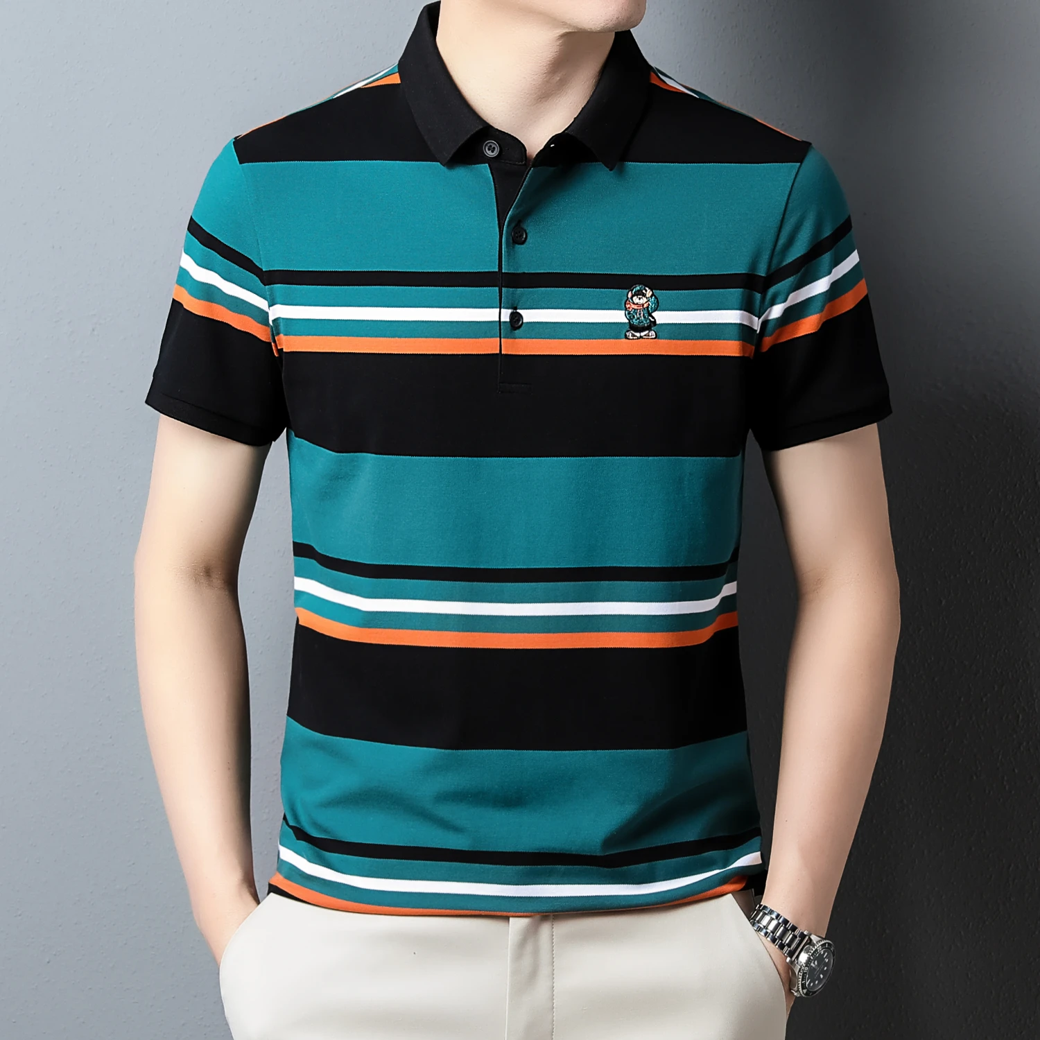 96% Cotton Premium Button Polo Short Sleeve T-shirt 2023 Summer Korean Fashion Embroidery Clothing Golf Clothing Men's
