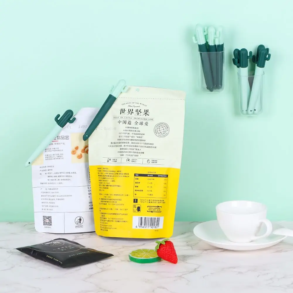 

5 Pc Quality Durable Stationery Fresh-keeping Bookmark Cute Sealing Bag Clips Cactus Sealing Clip Sealer Clamp Food Snack Seal