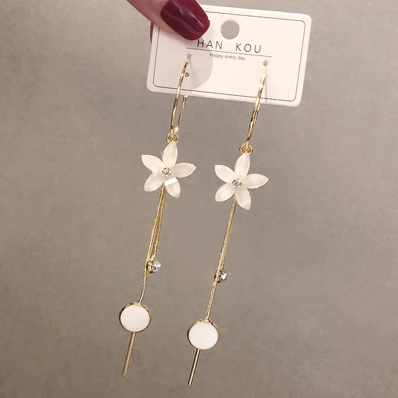

S925 Silvers 2022 New Trend Long Tassel Flower Pendant Earrings Female Wholesale Metal Classic Earrings Jewellery for Women