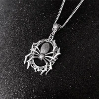 fashion cool silver plated gothic spider tarantula pendant necklace for men women domineering glamour street party prom jewelry