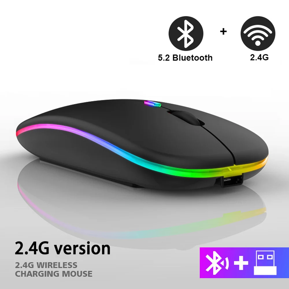 

2.4G Wireless Mouse RGB Rechargeable Bluetooth Mice Wireless Computer Mause LED Backlit Ergonomic Gaming Mouse for Laptop PC