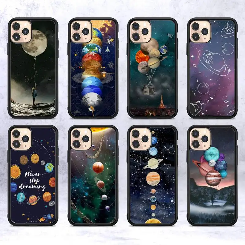 

Sky Space planet Moon stars Phone Case Silicone PC+TPU Case for iPhone 11 12 13 Pro Max 8 7 6 Plus X SE XR Hard Fundas