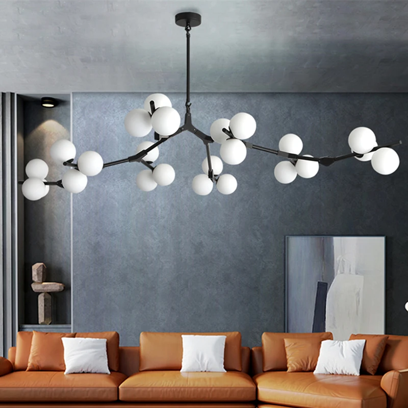

Modern Tree Branches LED Chandelier Glass Balls Pendant Lamps Molecular Decoration Living Dining Room Bedroom Lighting Fixtures