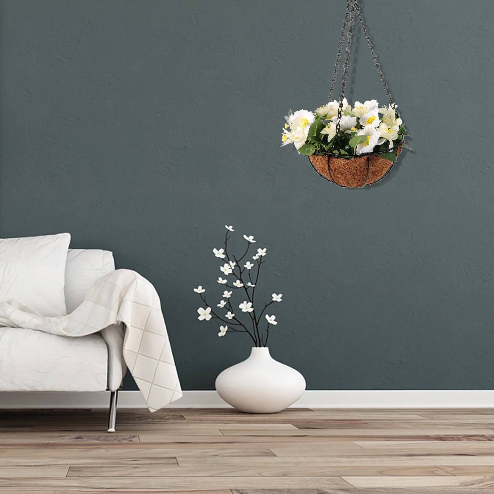 

Подвесной садовый горшок для растений, пластиковый весенний цветочный горшок для дома и улицы, имитация цветов