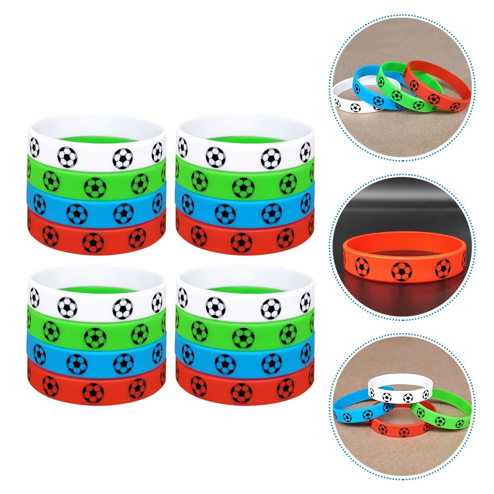 

16 Pcs Party Supplies Mens Gifts Soccer Themed Wrist Bracelet Fans Sports Supply Silica Gel Portable Wristband Man