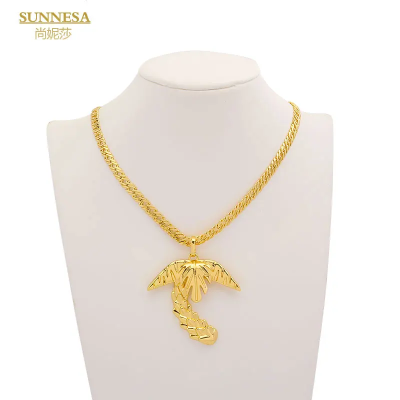 

SUNNESA 2023 Fashion 18k Gold Plated Necklace High Quality Pendant Necklace Nigeria Bride Jewelry Dubai Necklace for Women