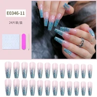 24pcsbox charming long ballet wearable fake nails press on square head full cover detachable finished fingernails nails fake