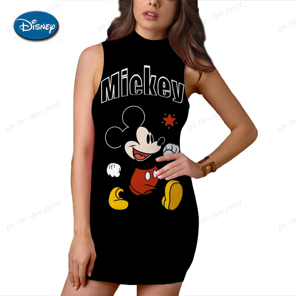 

Летнее винтажное облегающее платье с принтом Микки Мауса, женское сексуальное Клубное платье без рукавов, женское облегающее элегантное ми...