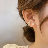 golden new fashion imitation pearl earrings for women cute stud earring jewelry gift for friends