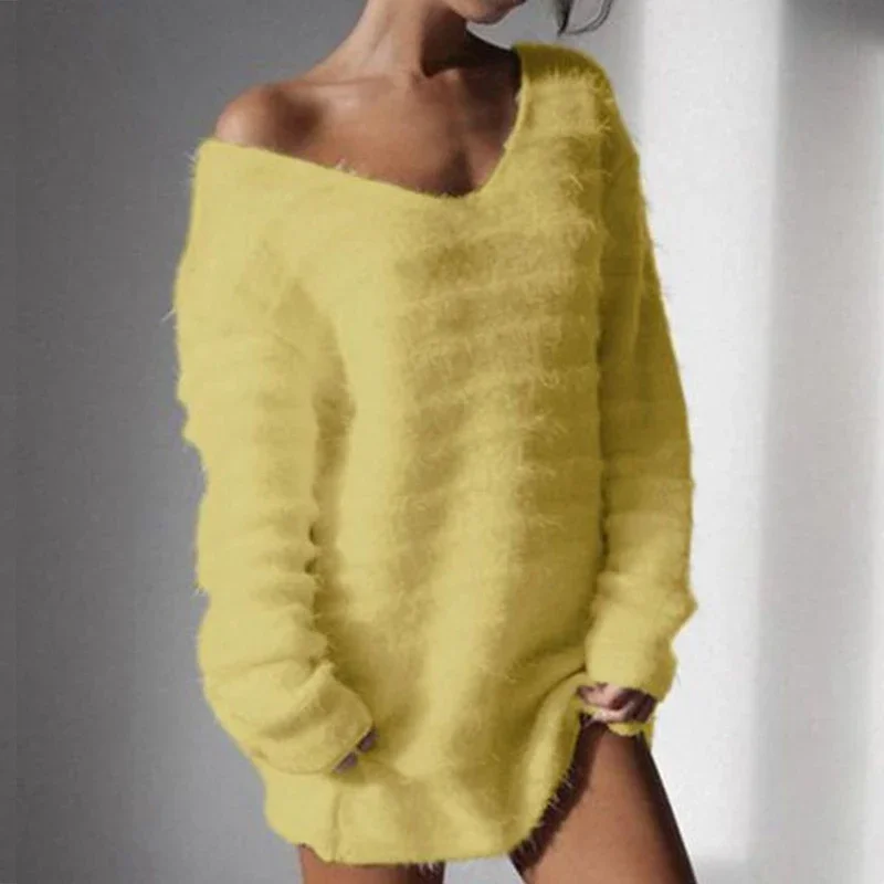 Теплое и элегантное Простое Повседневное свободное женское плюшевое мини-платье