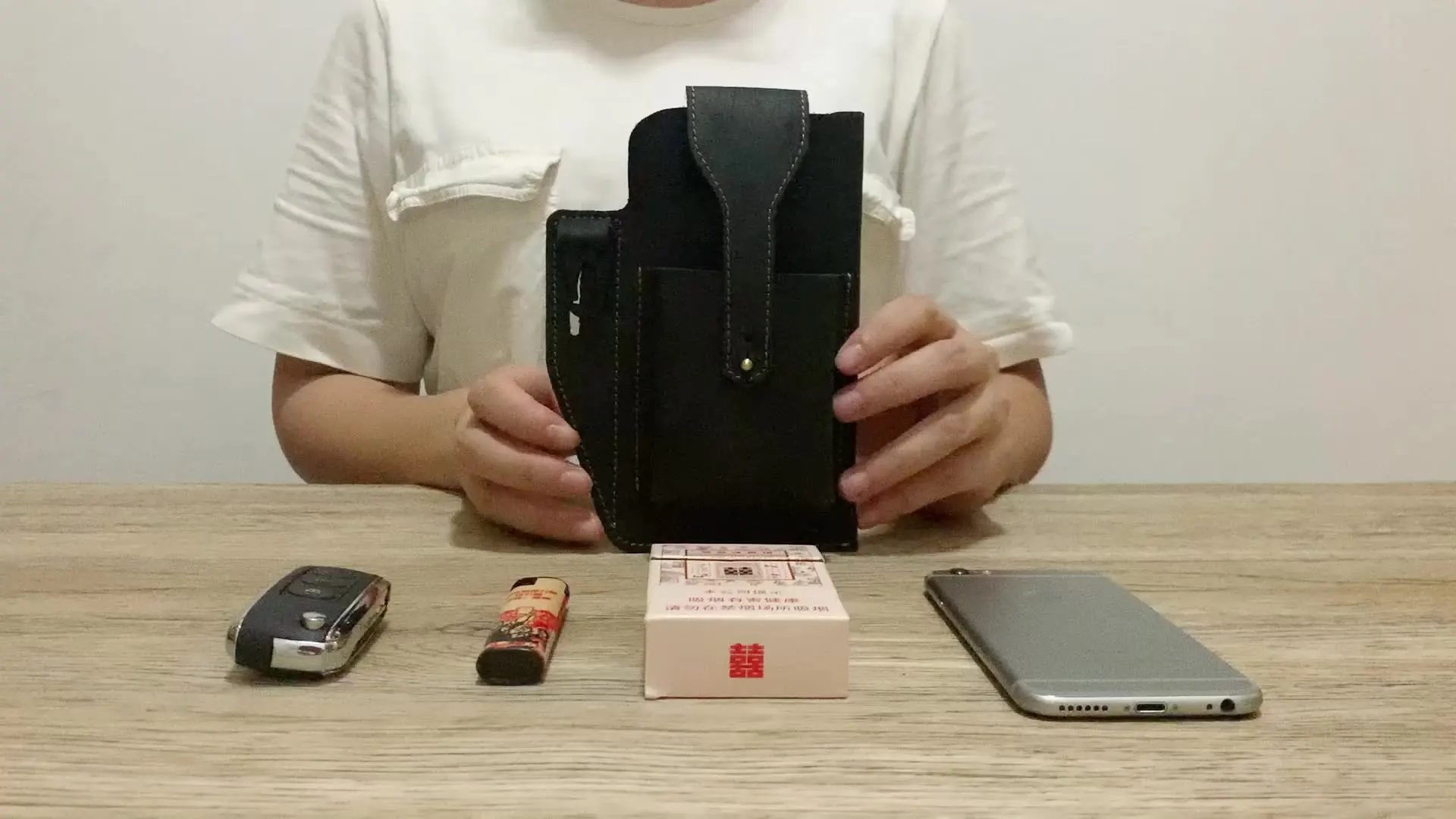 Outdoor Cellphone Holster Sport Running Mobile Phone Storage Belt Bag Crazy Horse Leather Men's Cell Phone Holder Fanny Pack