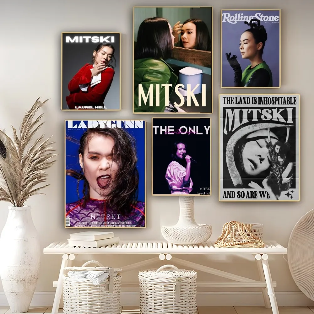 Винтажный самоклеящийся художественный плакат Singer Mitski белая бумага плакаты