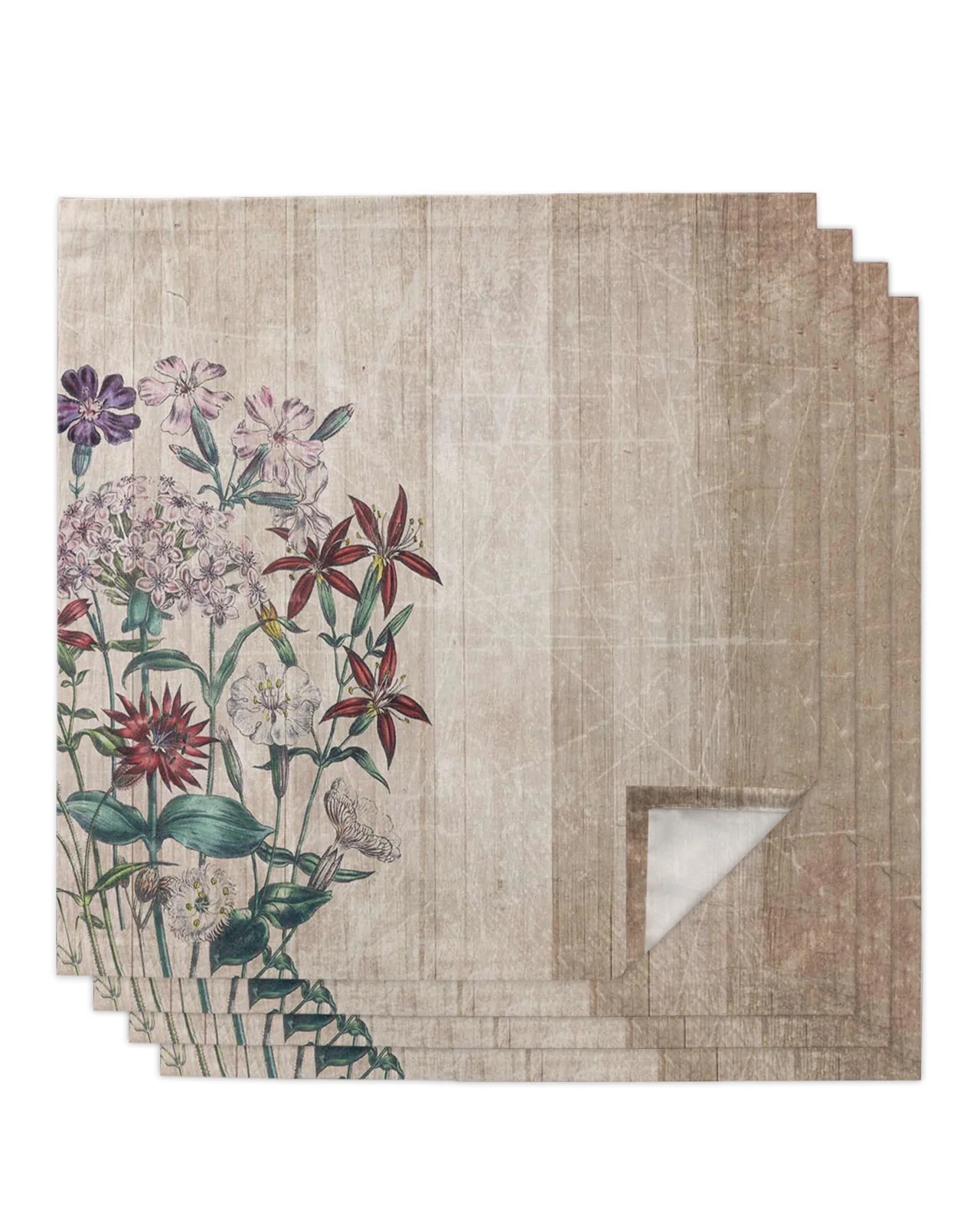 

Ретро Цветочная древесная зернистая скатерть ткань для стола Набор искусственных носовых платков принадлежности для ресторана