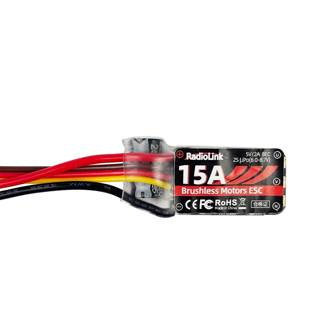 Фото Регулятор скорости Radiolink 15A 2S ESC для бесщеточных двигателей со встроенным BEC 5В/2А для радиоуправляемых самолетов с фиксированным крылом A560 SU27 D460 №1