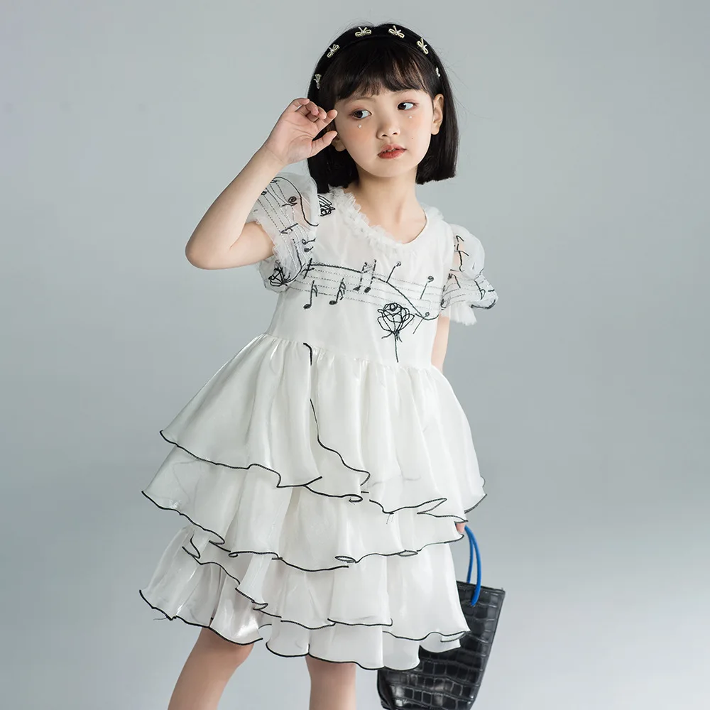 

Шифоновое платье для девочек, Новинка лета 2023, детское платье принцессы в стиле "Лолита" с рукавами-фонариками, детское платье для торта