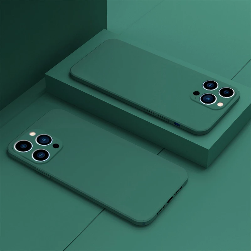 

Original Liquid Silicone Square Phone Case For iPhone 11 12 13 Pro Max XS XR X 12 Mini 7 8 Plus 6S 6 Shockproof funda Soft Cover