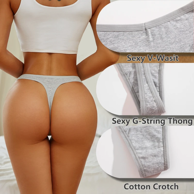 6PCS / Женские хлопчатобумажные стринги нижнее белье V поясное чистое и