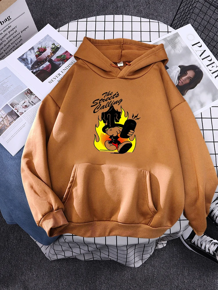 

Женские спортивные удобные свитера с капюшоном The Streete call Fire, простая уличная одежда оверсайз, Корейская теплая Женская толстовка