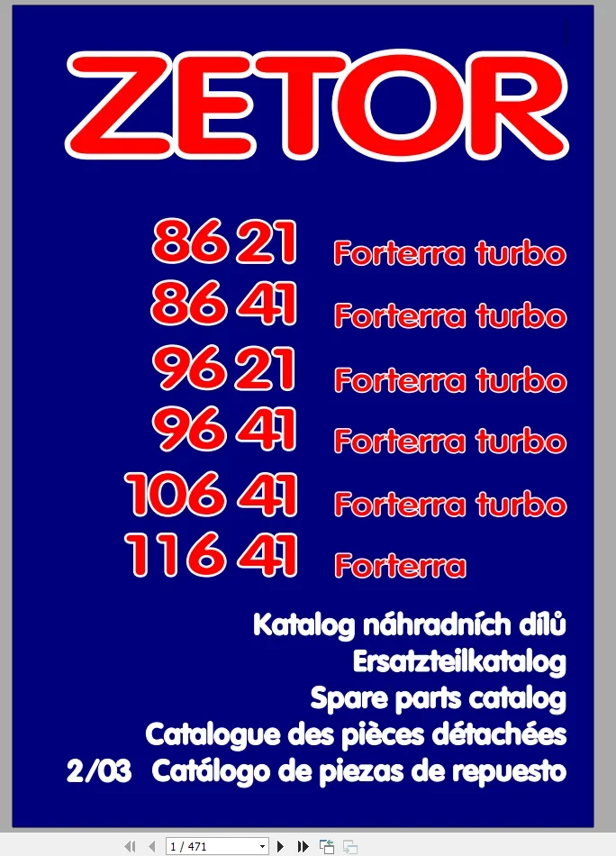 Обновление трактора Zetor 2021. Посібник по ремонту и руководство обучению каталог