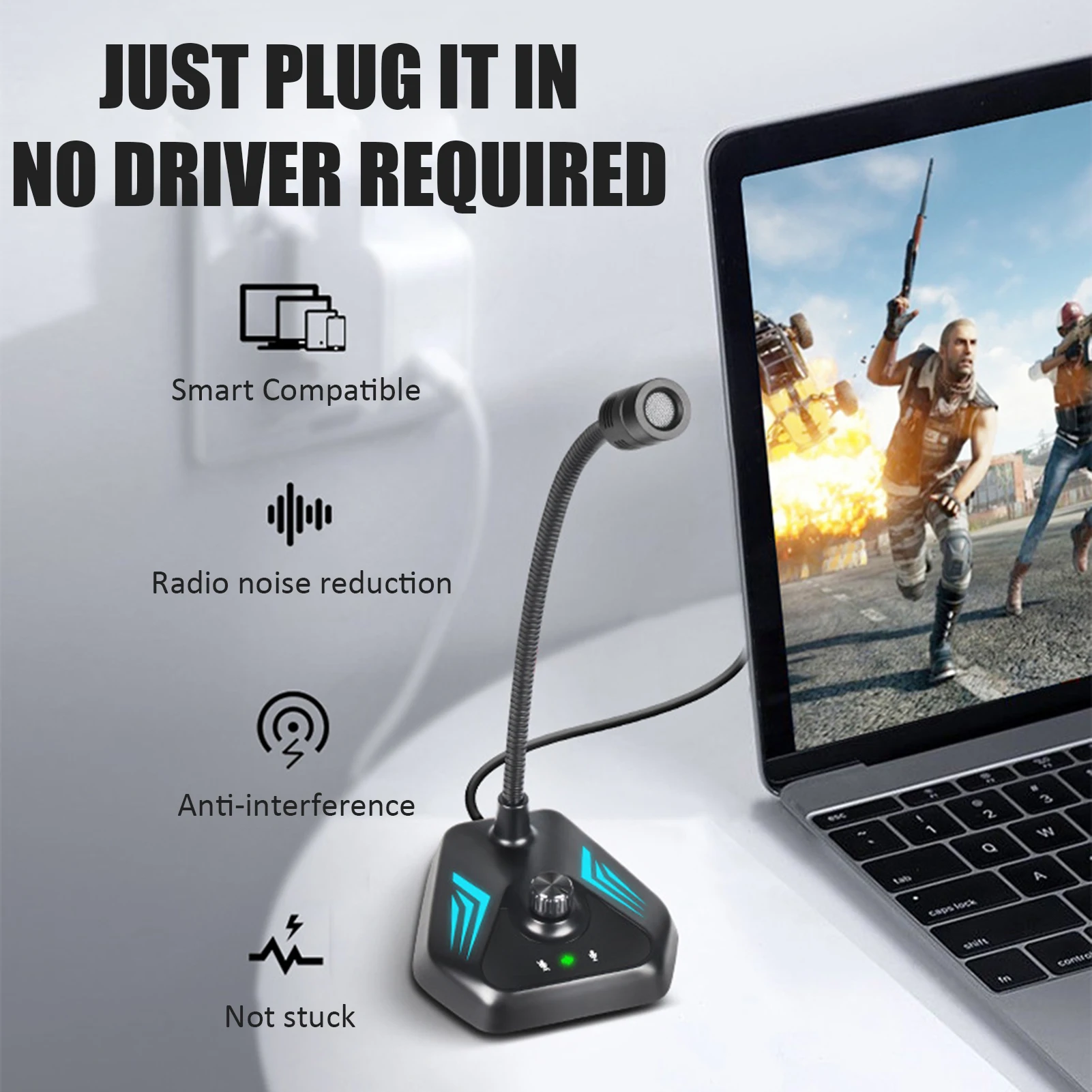 

USB Computer Microphone Computer Microphone With Adjustable Gooseneck Plug & Play And 180 Gooseneck Zoom Mic With Mute Botton