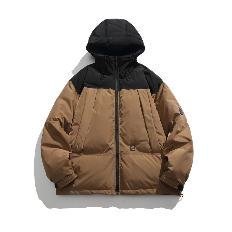 Rainbowtouches New Cityboy Tide Brand Color-blocking Hooded Thickened Warm Tooling Cotton Clothes