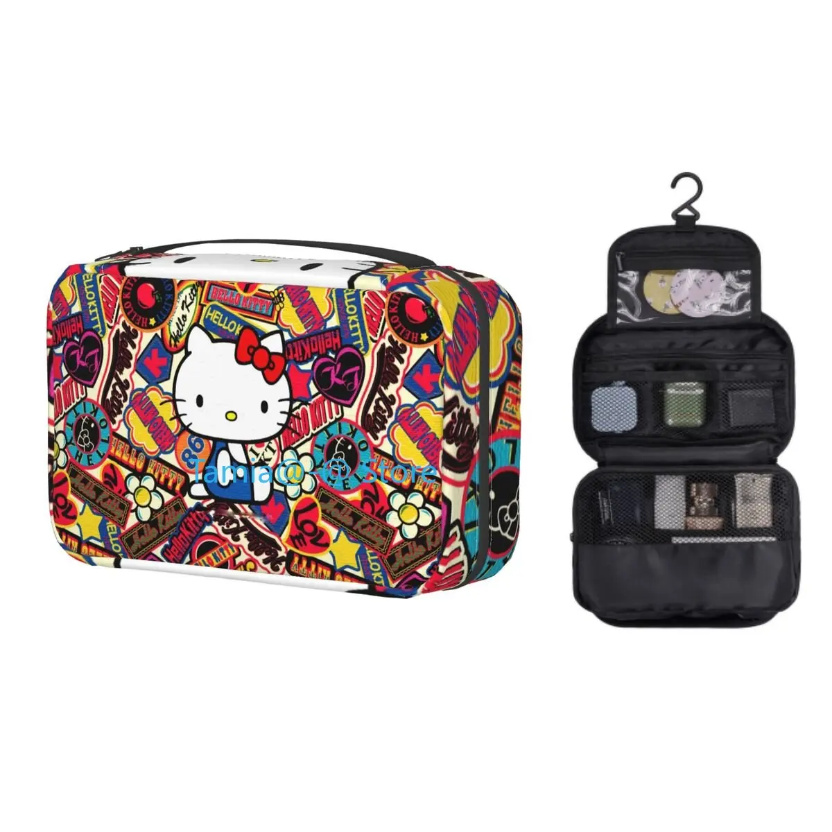 

Kawaii Japan Manga Kitty White Cat Cartoon Travel Toiletry Bag for Women Hanging Makeup Cosmetic Bag Dopp Kit