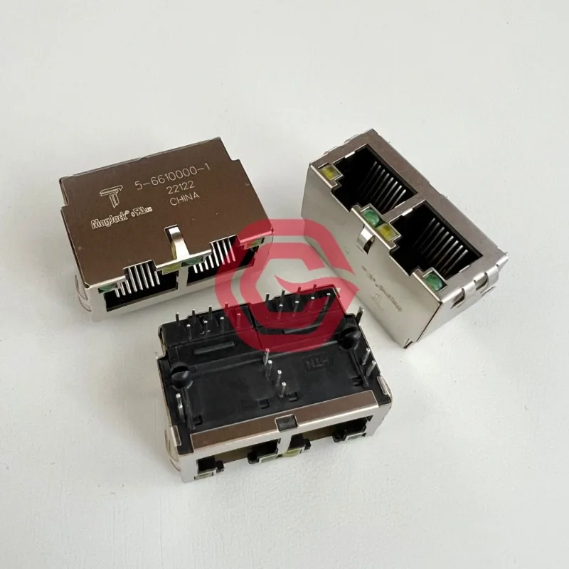 Фото Разъем RJ-45 7-6610000-1, 16-контактный, 2,54 мм, со светодиодом, для сетевого коммуникационного оборудования, компонент электронных устройств №1