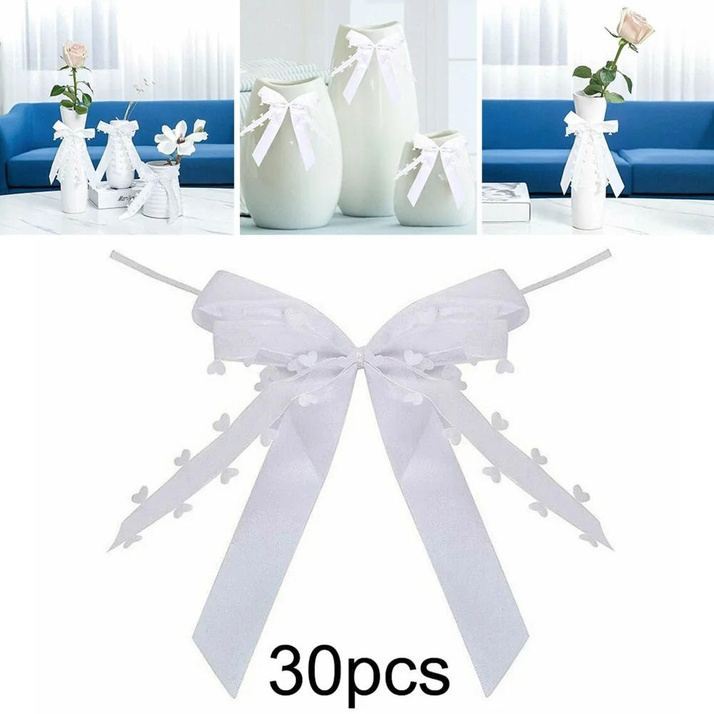 

30Pcs Ribbon Bows Knot Craft Bows White Small Flower Gift Tie Wedding Car Chairs Party Bow Bowknot DIY Vase Photo Decoration