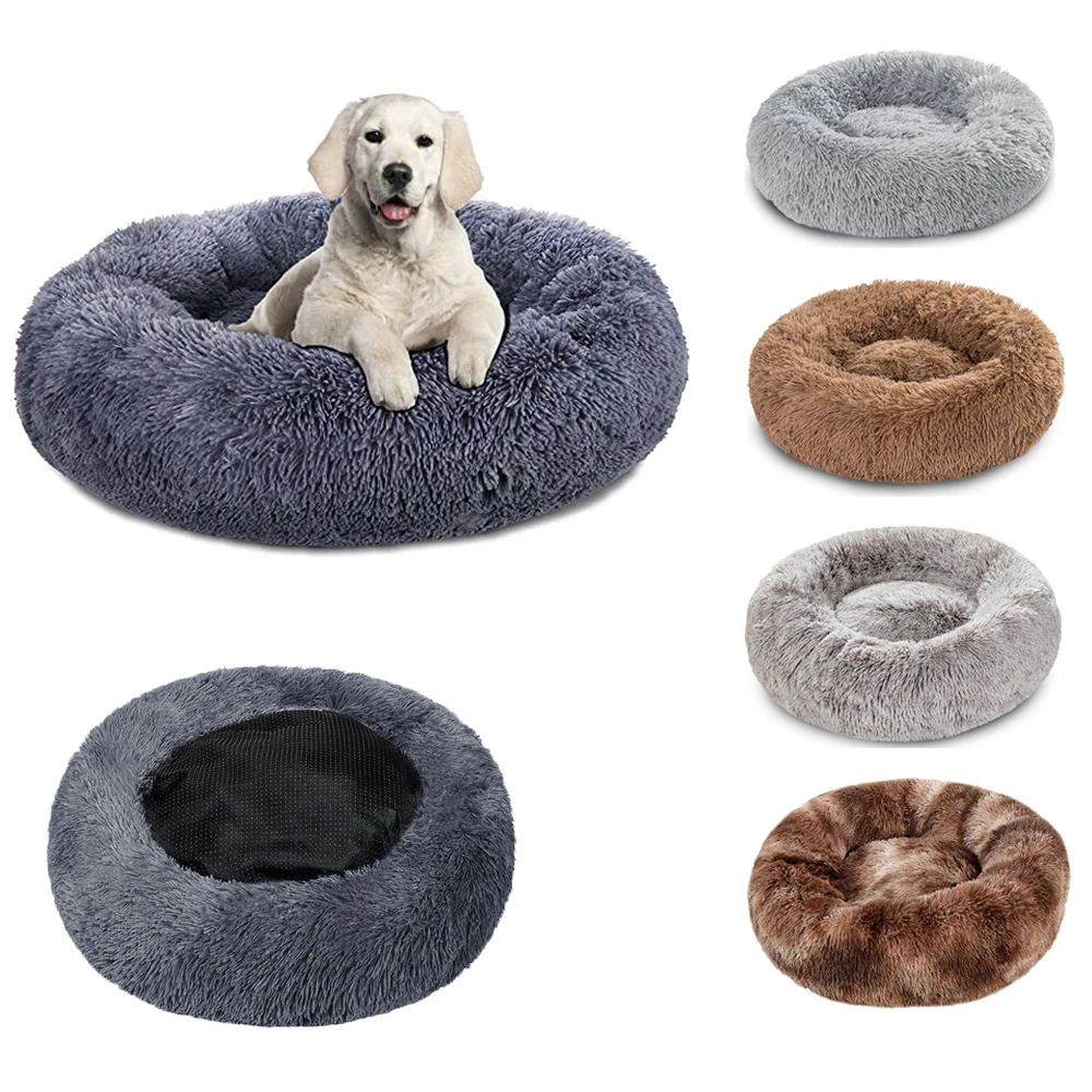 

Soft Round Pet Dog Bed Plush Fluffy Cat Dog Beds for Small Meduim Large Dogs Sleeping Cushion Puppy Winter Warm Dog Kennel House