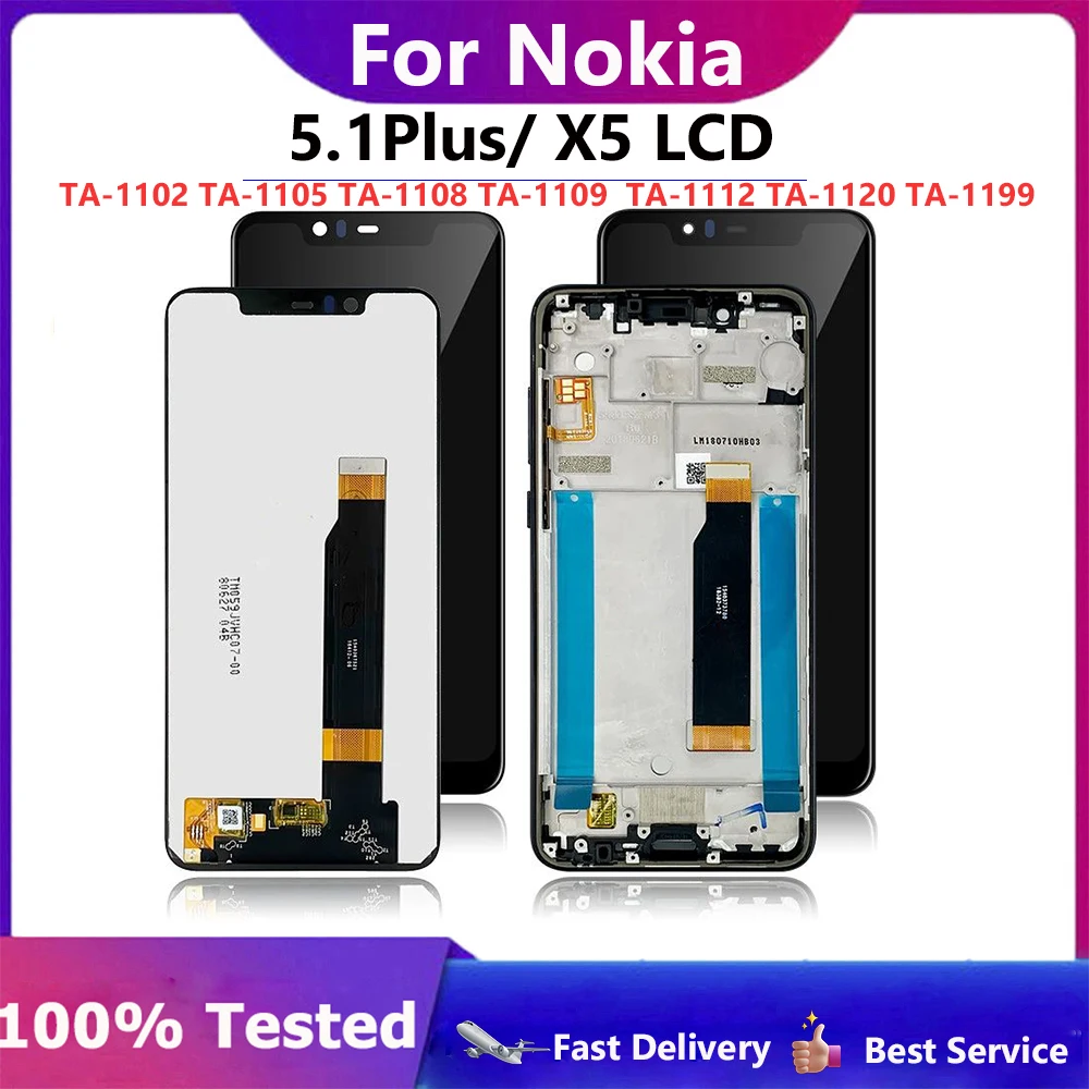 

5.86" Original For Nokia 5.1 Plus LCD Display Touch Screen For Nokia X5 TA-1102 TA-1105 TA-1108 TA-1109 TA-1112 TA-1120 TA-1199