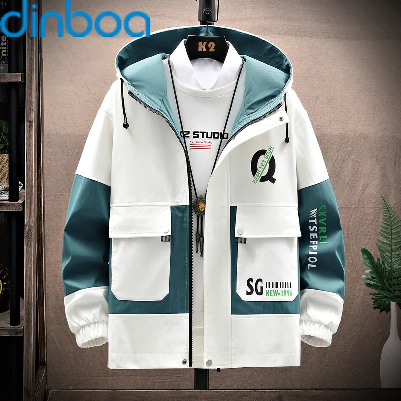 

Мужская ветрозащитная куртка dinboa, Корейская Молодежная модная куртка с принтом, Мужская одежда, весна и осень 2021