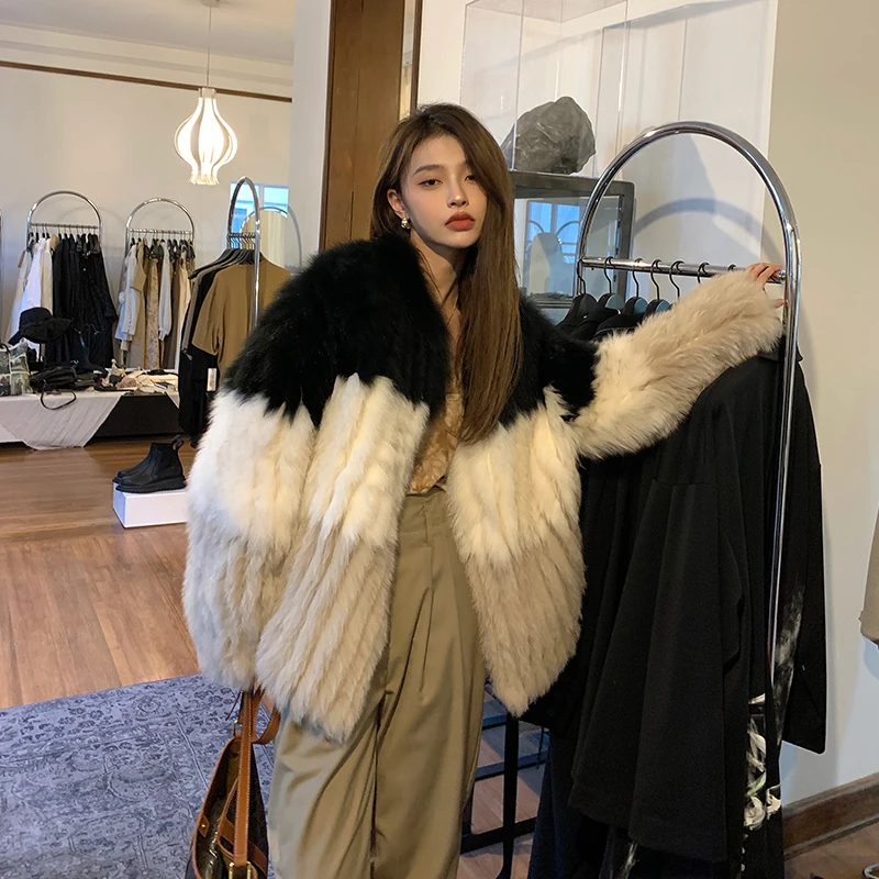 Imported Finnish Fox Fur Coat Women's Real Fox Fur Woman Jacket Winter Knitted Weave Genuine Fur Coat Women Luxury Clothes enlarge
