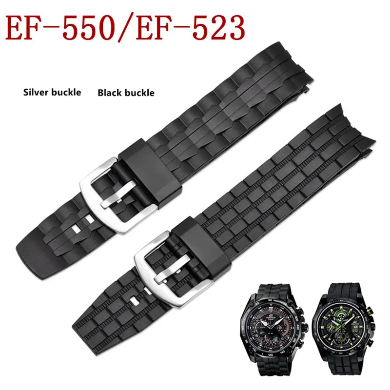 22mm Black Compatible Replacement CAXIO Straps Watch Band EF550 EF523 Series Rubber Silicone Resin Bracelet