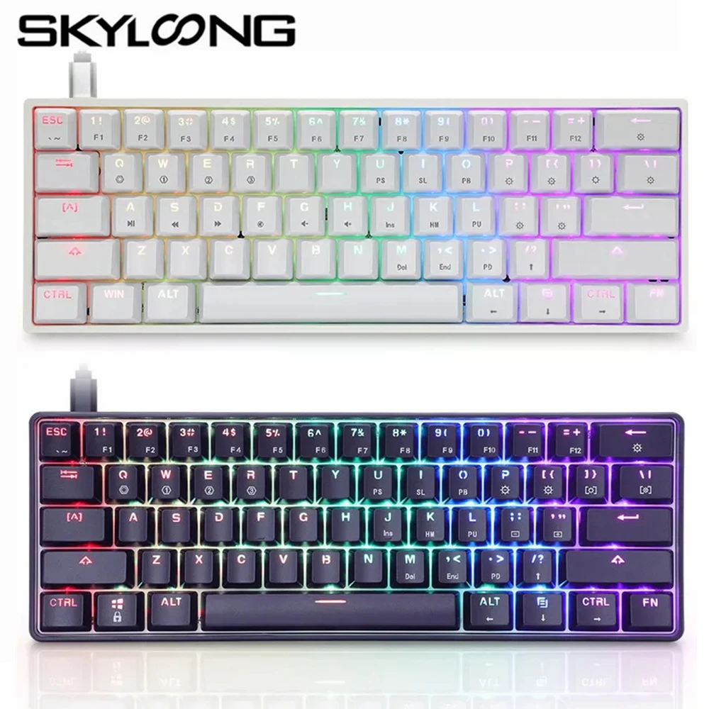 Механическая мини-клавиатура Skyloong GK61 SK61, 60%, 61 клавиша, RGB подсветка, геймерская оптическая клавиатура Gateron с переключателем, Игровая клавиатура для Win Mac PC