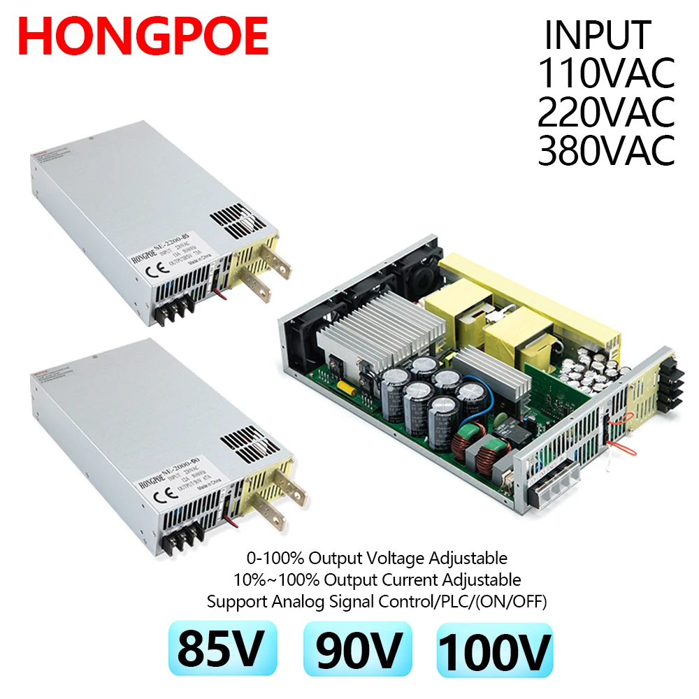 

HONGPOE DC 0-85V 90V 100V Power Supply 0-5V（0-10V）PLC Analog Signal Control ON/OFF 110V 220V 380VAC Voltage/Current Adjustable