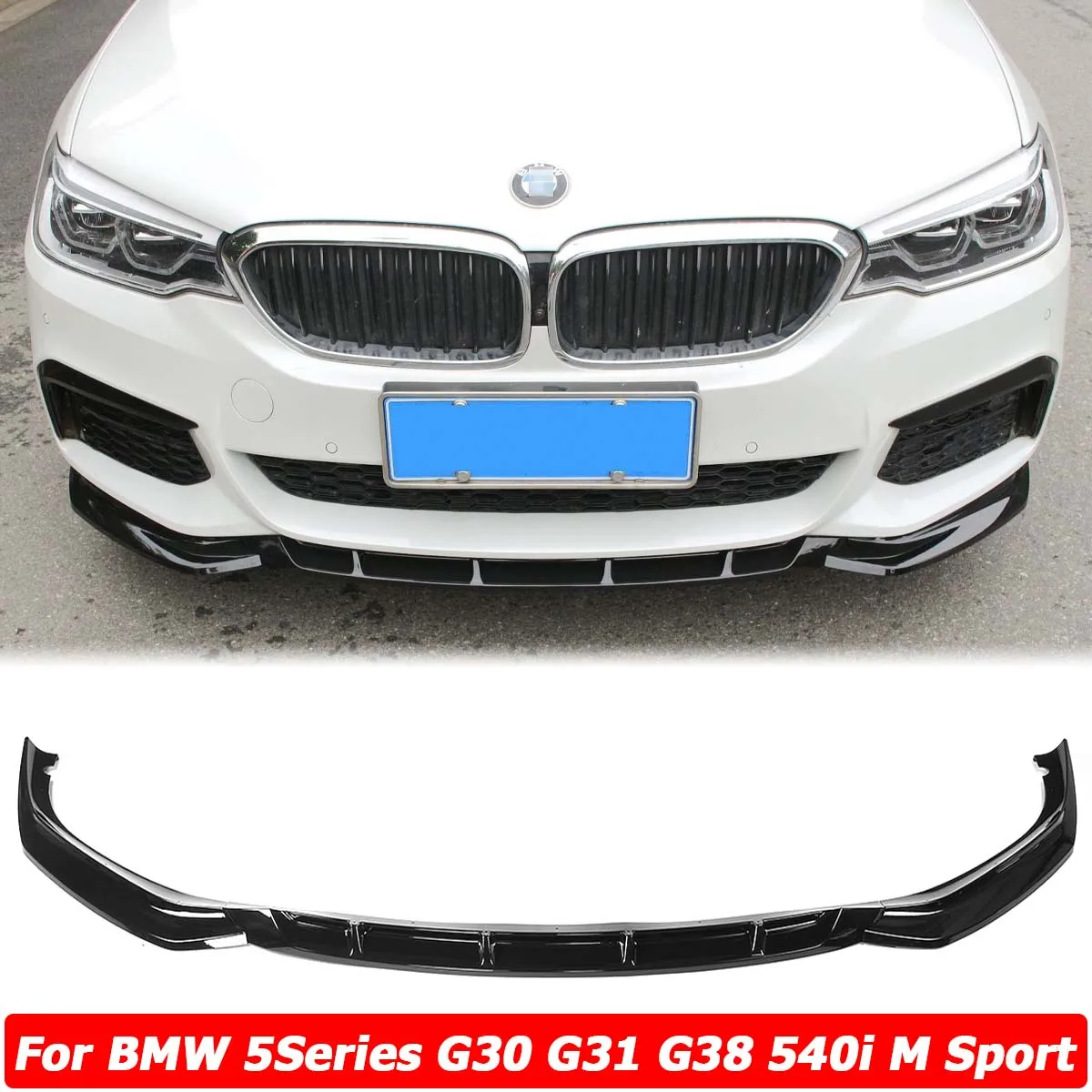 

Черный спортивный передний бампер для BMW 5-Series G30 G31 G38 540i M, спойлер, сплиттер, комплект кузова, защита, автомобильные аксессуары 2018-2020
